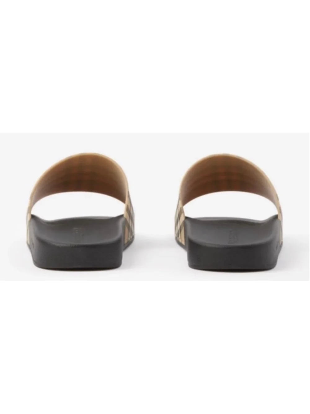 Men's Burberry Check Slides Standard Size 11/44 Beige Black New Classic Check